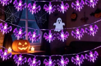 XVZ Halloween-Fledermaus-Lichterkette 3m 20 LED mit Timer Lila – Batteriebetrieben