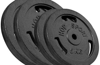 Hop-Sport Gusseisen Hantelscheiben Set 30 kg (2 x 5 kg, 2 x 10 kg) mit 31 mm Lochdurchmesser, ideal für Standard 30mm Langhantelstangen, Robuste Gewichtsscheiben für Fitness- und Krafttraining