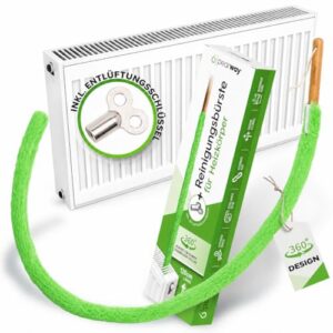 PEARWAY Heizungsbürste inkl. Entlüftungsschlüssel I Die ideale Vorbereitung für die Heizperiode I Heizkörperbürste lang I Heizkörper Reinigungsbürste Heizungsreinigungsbürste I Heizkörper reinigen