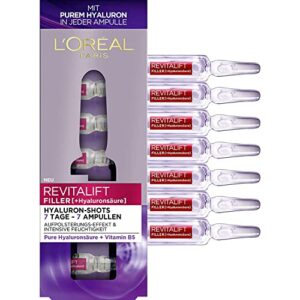 L’Oréal Paris Hyaluron-Shots für Frauen: für eine pralle, glatte Haut durch intensive Feuchtigkeit mit purer Hyaluronsäure und Vitamin B5, Revitalift Filler, 7x Hyaluron-Shots