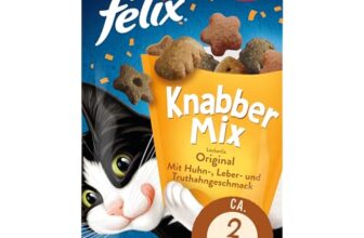 FELIX KnabberMix Original Katzensnack, Knusper-Leckerlie, 8 x 60g