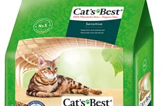 Cat’s Best Sensitive, 100 % pflanzliche Katzenstreu, fest klumpend und antibakteriell aus veredelten Aktiv-Holzfasern – speziell für empfindliche Katzen, 2,9 kg/8 l