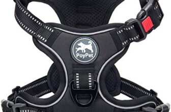 PoyPet Keine Pull Hundegeschirr Front Reflektierende Pet Weste für Hunde mit Einfache Kontrolle Griff und Rückseite perfekt für den täglichen Training, Walken, Running(Schwarz,S)