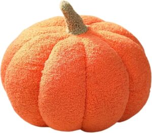 OUQIWEN Kürbis Kissen,23 cm Halloween Kürbiskissen Dekokissen (Orange)