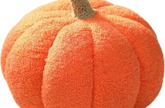 OUQIWEN Kürbis Kissen,23 cm Halloween Kürbiskissen Dekokissen (Orange)