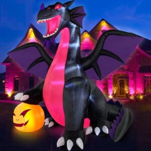 Danxilu 2,7m XXL Halloween Aufblasbar Drache auf Kürbis Outdoor Deko