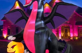 Danxilu 2,7m XXL Halloween Aufblasbar Drache auf Kürbis Outdoor Deko