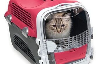 Catit Cabrio Carrier, Transportbox fuer Katzen, 51 x 33 x 35cm, rot/grau