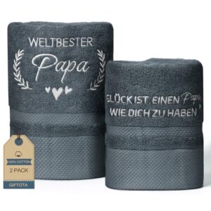 Papa Geschenk 2-teiliges Handtuch Set 100% Baumwolle Bestickt Handtücher