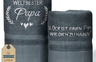 Papa Geschenk 2-teiliges Handtuch Set 100% Baumwolle Bestickt Handtücher