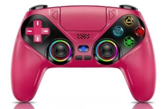 Nonbliep RGB Wireless Controller für PS5/Slim/Pro/PC, Gamepad mit Back Paddles, Turbo, Makro, Lautsprecher, Dual Vibration, 6 Achsen Sensor, Touchpad & 3.5-mm-Audioanschluss