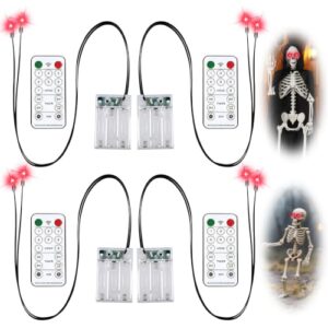 NEOVSUNY 4 Stück Halloween LED Leuchtende Augen für Halloween Deko Skelette,Totenköpfe,Kürbisse,Grabsteine,Horror-Dekoration Timer & 8 Modi,Upgrade der Batterie