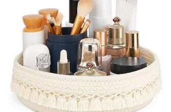 Mkono Make-up Parfüm Organizer, Boho Dekor Macrame Aufbewahrungskorb