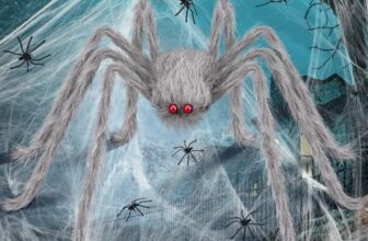 Halloween Deko Outdoor Spinne Set,Riesenspinne Dehnbare Spinnennetze