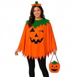 Halloween Kürbis Kostüm Damen Erwachsene Umhang Orange Verkleidung