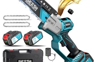 SEESII Mini Kettensäge 6 Zoll, Kettensäge Akku für Holz – Bürstenlose