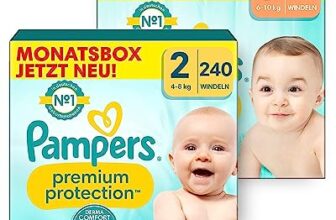 Pampers Premium Protection Baby Set mit Windeln Größe 2 (4-8kg, 240 Stück) und Größe 3 (6-10kg, 204 Stück), MONATSBOX, Erstausstattung