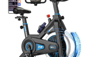 Heimtrainer Fahrrad, DMASUN Hometrainer Fahrrad mit Magnetischem Widerstand, Leise & Stabil, Ergometer mit App Kompatibel & LCD-Monitor, Verbessertes Indoor Fitnessbike für zuhause, 180Kg Belastbar