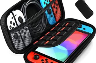 ivoler Tasche Kompatibel mit Nintendo Switch/Nintendo Switch OLED, Portable Protective Hard Shell Tragetasche Hülle mit Speicherplatz für 10 Spiele, und anderes Zubehör