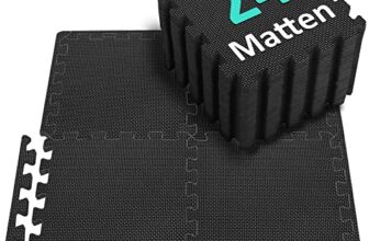 Bodenschutzmatte Fitness Set [31x31cm] – 24 Puzzlematte – EVA Sportmatte Fitnessmatte Rutschfest, Bodenmatte für Fitnessraum&Fitnessgerät, Fallschutzmatten Outdoor&Pool Unterlegmatte, Schwarz