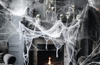SUNBEAUTY 1000sqft Spinnennetze Halloween Spinnennetz Deko Dehnbare mit 40 Stück Mini Spinnen für Halloween Innen/Außen Party Decor, Garten, Häuser, Tür Fenster, Kamin, Horror Spukhaus, Hof Grusel