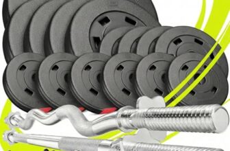 Hop-Sport Hantelset 75 kg | Langhantel 167 cm + SZ-Stange 120 cm + 2 Kurzhanteln 45 cm Ø 30 mm | Bitumen Hantelscheiben aus Kunststoff | Hantelscheiben 30 mm | Krafttraining Zuhause & Home Gym