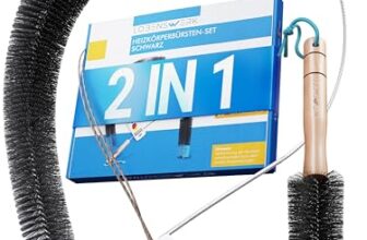 LOBENSWERK Heizkörperbürste 2.0 [2er Set – Schwarz] aus tierfreien Nylonborsten – Heizungsbürste, Heizkörper Reinigungsbürste für alle Flach- Rippen- und Badheizkörper mit Anti-Kratz-Gummiummantelung