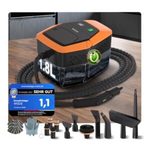 20-IN-1 Dampfreiniger Handgerät【100% Kühler & Akkufreier Griff–Neueste NH Labor-Technik】【99,99% Keimreduktion–SPJ Spitzentechnik】Dampfreiniger für Alles, Steam Cleaner für Fußboden, Sofa (Orange)