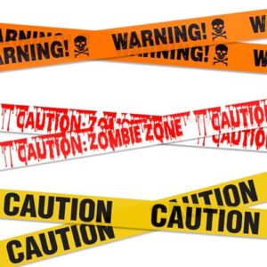 3 Stück Halloween Absperrband, Jede 9.1M * 7.5CM Nicht Klebend, Wasserdicht und Winddicht Halloween Deko Warnband, Gefahren Warnbänder für Zombie Party, Halloween Horror Deko