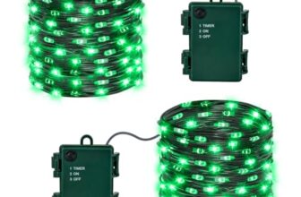 Isisyu 2 Stück Halloween Lichterkette Batterie, 10M 100 LED Grün Micro Lichterkette Batteriebetrieben mit Timer, IP65 Wasserdicht Halloween Deko Outdoor für Kamin, Baum, Zimmer, Garten, Weihnachten