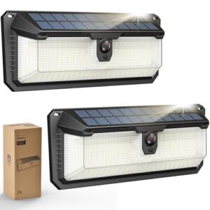 Philips Solarlampe Außen mit Bewegungsmelder, 258 LEDs Solarbetriebene Außen-Sicherheitsleuchte, 3 Modi, Wasserdichte Wandleuchte für Garten, Hof, Zaun, Garage (2 Stück)