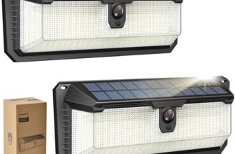 Philips Solarlampe Außen mit Bewegungsmelder, 258 LEDs Solarbetriebene Außen-Sicherheitsleuchte, 3 Modi, Wasserdichte Wandleuchte für Garten, Hof, Zaun, Garage (2 Stück)