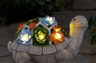 Yeomoo Solar Schildkröte Figur Gartendeko mit Sukkulenten LED, Geschenkidee