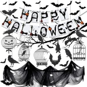 iZoeL Halloween Deko Horror Partydeko Girlande Krähen Vogelkäfig Spiralen