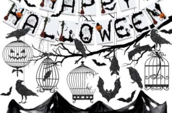 iZoeL Halloween Deko Horror Partydeko Girlande Krähen Vogelkäfig Spiralen