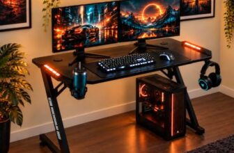 ELITE Gaming Tisch mit LED | RGB Beleuchtung (Schwarz)