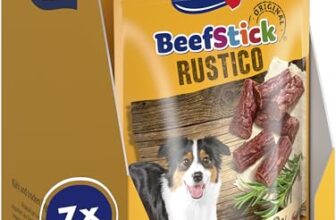 Vitakraft Beef Stick Rustico, Hundeleckerli, fleischige Salamihäppchen, Hunde Trainingsleckerli, ohne Zusatz von Zucker (7X 55g)