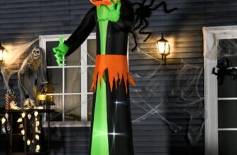 HOMCOM 270 cm Aufblasbare Halloween Kürbis mit integrierten LEDs