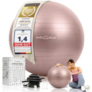 Body & Mind® Gymnastikball 55 cm Rose – Anti-Burst Sitzball inkl. Pumpe