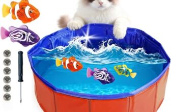 Katzen Pool Spielzeug mit Fischspielzeugen, faltbares Katzenspielzeug Wasser, interaktives Wasserspiel für Drinnen zur Langeweilebekämpfung, für Wohnung & Reise (Katzenpool + elektronische Fische)