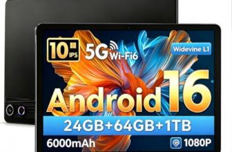 NIDUBIO Android 16 Tablet, 10 Zoll Tablets, 24GB RAM+64GB ROM+1TB erweiterbar, WiFi 6, Bluetooth 5.4, Dual‑Kameras, Face ID, 6000 mAh, Schnellladung, Widevine L1 Zertifizierung (Schwarz)