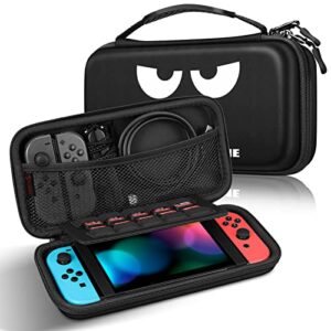 FINTIE Tasche für Nintendo Switch/Switch OLED Modell – Tragetasche Aufbewahrungstasche Hülle Case mit 10 Spielkartenhaltern und Haltegurt für Nintendo Switch Konsole und Zubehör, Don’t Touch