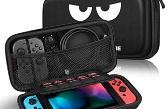 FINTIE Tasche für Nintendo Switch/Switch OLED Modell – Tragetasche Aufbewahrungstasche Hülle Case mit 10 Spielkartenhaltern und Haltegurt für Nintendo Switch Konsole und Zubehör, Don’t Touch