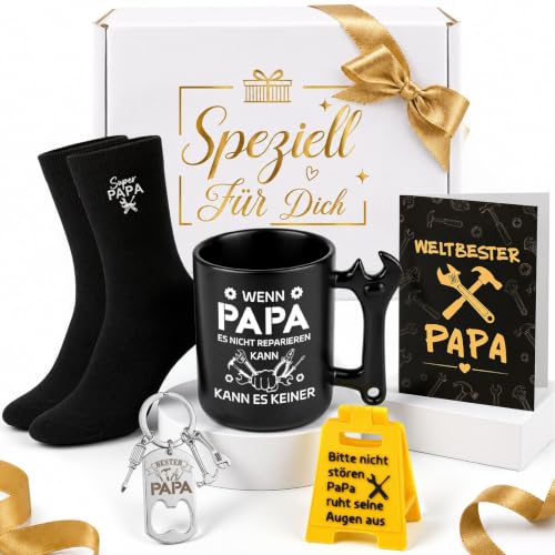 Lustige Papa Geschenk 5tlg. Geburtstagsgeschenk für Papa mit Tasse Socken