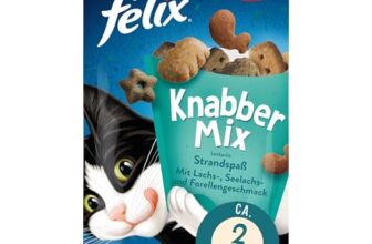 FELIX KnabberMix Strandspaß Katzensnack, Knusper-Leckerlie, 8 x 60g