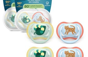Philips Avent ultra air Schnuller – kiefergerecht geformtes Design, für Babys, 0–6 Monate, weicher, symmetrischer Silikonsauger, BPA-frei, 2 Sterilisationsbehälter, 4er-Pack, SCF087/19