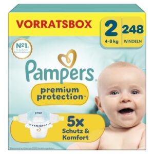 Pampers Premium Protection Größe 2, 248 Windeln, 4kg-8kg