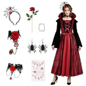 Halloween Kostüm,Vampir Kostüm Damen,Gothic Vampirin,Karneval Kostüm