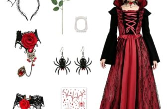 Halloween Kostüm,Vampir Kostüm Damen,Gothic Vampirin,Karneval Kostüm