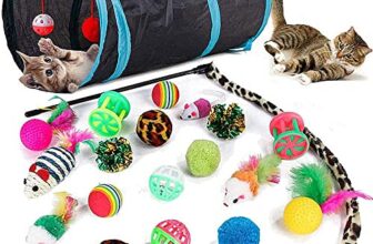 Speedy Panther 21 Stücke Katzenspielzeug Set Katzentunnel Interaktives Katzen Spielzeug für Kätzchen Federspielzeug Katzenbälle Spielzeugmäuse
